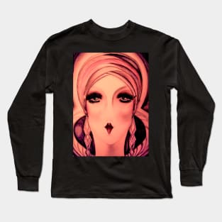 ART DECO FLAPPER IN TURBAN DUSKY PINK Long Sleeve T-Shirt